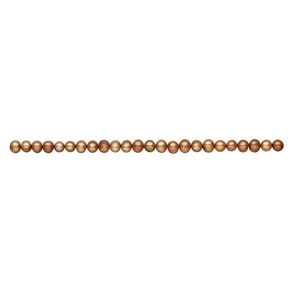 Freshwater pearl 1pkg1, semi-round, 15 inch golden copper 9-11mm cultured image number 1