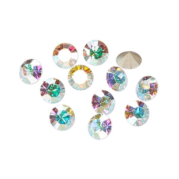 Chaton 144pk crystal AB foil back, Preciosa MAXIMA Czech crystal rhinestone 6.14-6.32mm 15-cut faceted round SS29 image number 0
