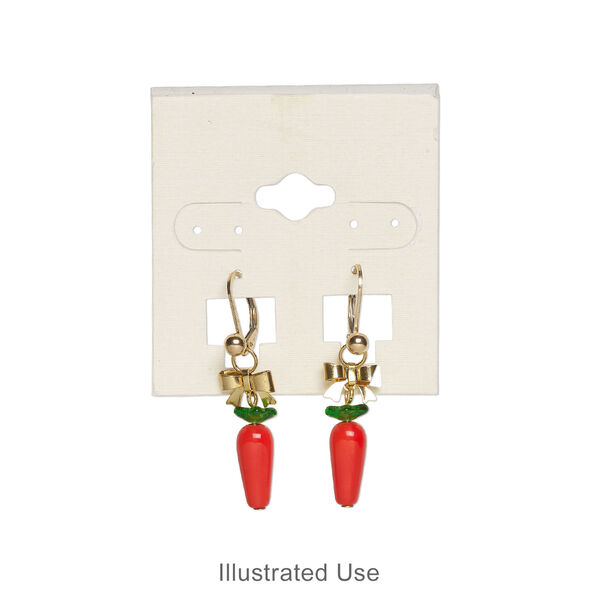 Earring card, PVC plastic and paper, transparent clear and opaque tan, 2x2 inch square. Sold per pkg of 100. image number 1