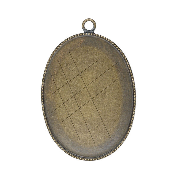 Focal, antiqued brass, 31x23mm oval with beaded edge and 30x22mm oval bezel setting. Sold per pkg of 2. image number 0