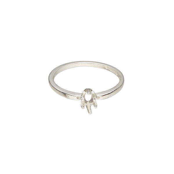 Ring, Sure-Set™, sterling silver, 6x3mm 6-prong marquise basket setting, size 6.5. Sold individually. image number 0