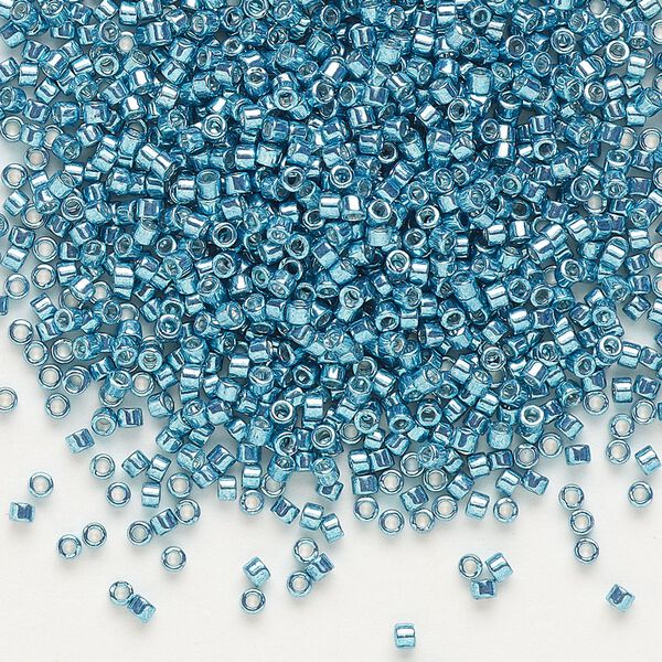 Seed bead, Delica®, glass, pkg/250g, #11 round, opaque galvanized dark aqua (DB-0427). image number 0