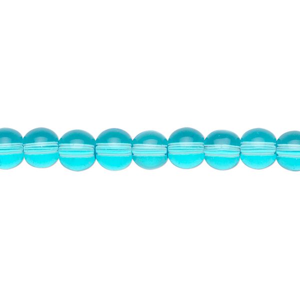 Bead, glass, aqua blue, 6mm round. Sold per 36-inch strand. image number 0