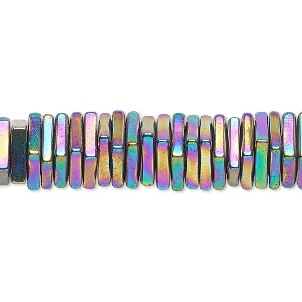 Hemalyke™ 1pkg1, electroplated rainbow square rondelle bead 8 inch 4x1mm image number 0
