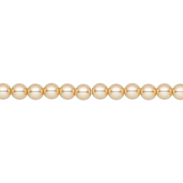 Pearl 50pk gold, Preciosa Czech crystal 4mm round image number 0