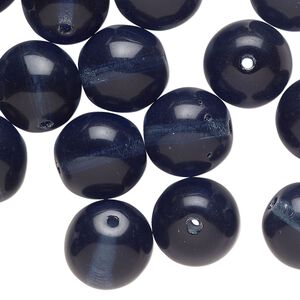 Bead, pressed glass, translucent blue-grey, 12-13mm round. Sold per 2-ounce pkg, approximately 20 beads.