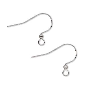 Ear wire fishhook 1pkg100 gunmetal-plated, 17mm / 2.5mm ball / open loop, 22 gauge brass 50 pair
