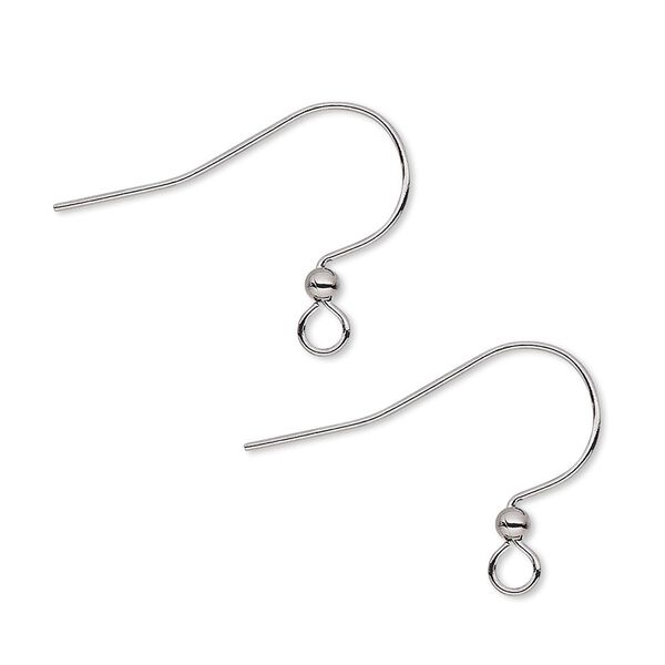 Ear wire fishhook 1pkg100 gunmetal-plated, 17mm / 2.5mm ball / open loop, 22 gauge brass 50 pair image number 0
