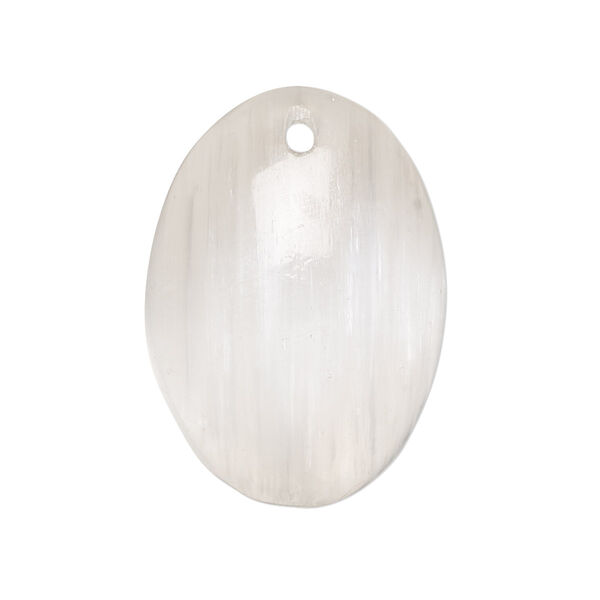Focal, selenite (waxed), 28x20mm-30x22mm hand-cut one-sided puffed oval, B grade, Mohs hardness 2 to 2-1/2. Sold individually. image number 0