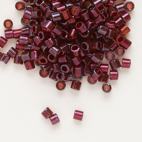 Seed bead, Delica®, glass, pkg/50g, #8 round, translucent gold luster garnet (DBL-0105). image number 0