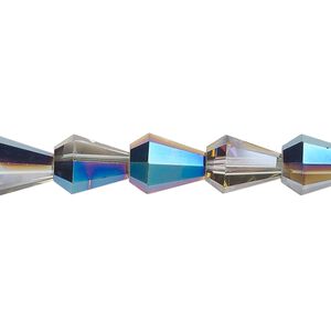 Bead, glass, crystal Bermuda blue, 10x8mm faceted teardrop. Sold per 15-1/2 to 16-inch strand.