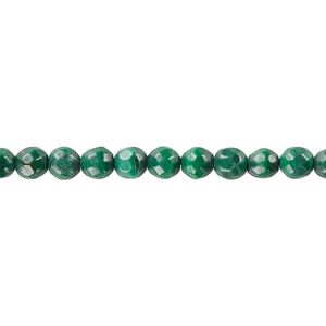 Malachite 1pkg1, faceted round bead natural 8 inch 6mm