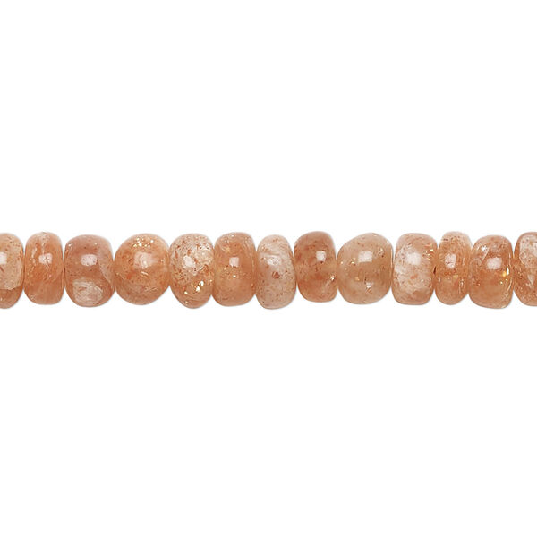 Bead, sunstone (natural), 5x3mm-6x4mm hand-cut rondelle, B grade, Mohs hardness 6 to 6-1/2. Sold per 14-inch strand, approximately 90 beads. image number 0