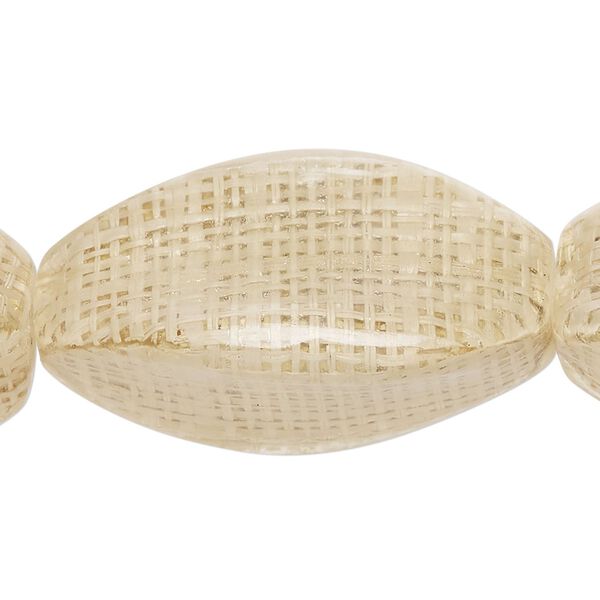 Bead, laminated saguran wood (natural), 36x21mm 3-sided oval. Sold per pkg of 4. image number 0