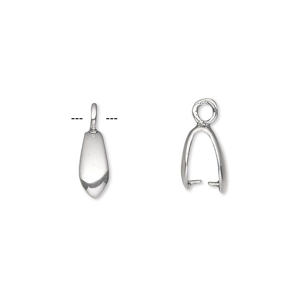 Bail, ice-pick, antiqued sterling silver, 10x4mm plain, 7mm grip length. Sold per pkg of 10. image number 0