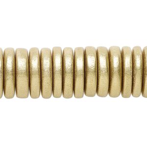 Taiwanese cheesewood 1pkg1, hand-cut painted rondelle bead 8 inch frosted yellow gold 15x4mm