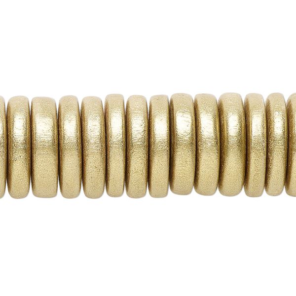 Taiwanese cheesewood 1pkg1, hand-cut painted rondelle bead 8 inch frosted yellow gold 15x4mm image number 0