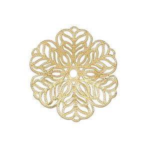 Component, gold-finished steel, 27x26mm single-sided flower. Sold per pkg of 10.