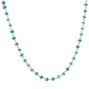 Necklace, teal apatite (natural) and gold-finished sterling silver, 3.5-4mm hand-cut faceted rondelle, 18 inches with S-hook clasp. Sold individually.