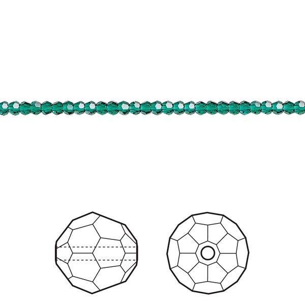 Bead 1440pk emerald, Swarovski® 2mm round 5000 image number 0