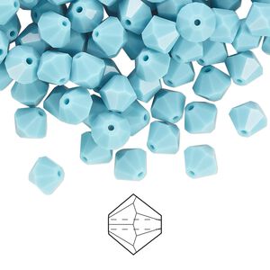 Bead 24pk turquoise, Preciosa Czech crystal 6mm bicone