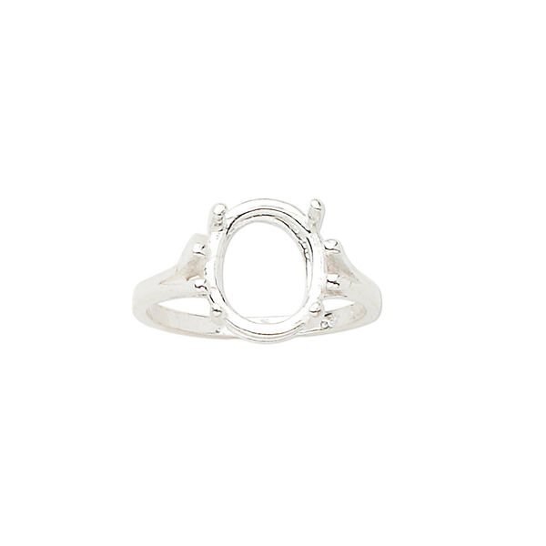 Ring, Sure-Set™, sterling silver, 12x10mm 4-prong oval basket setting, size 7. Sold individually. image number 0