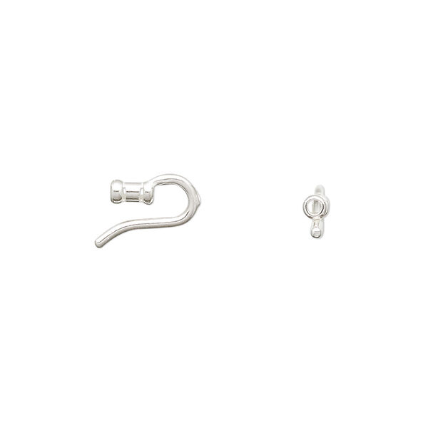 Crimp end, JBB Findings, sterling silver, 9x2.5mm tube with hook clasp, 1mm inside diameter. Sold per pkg of 10. image number 0