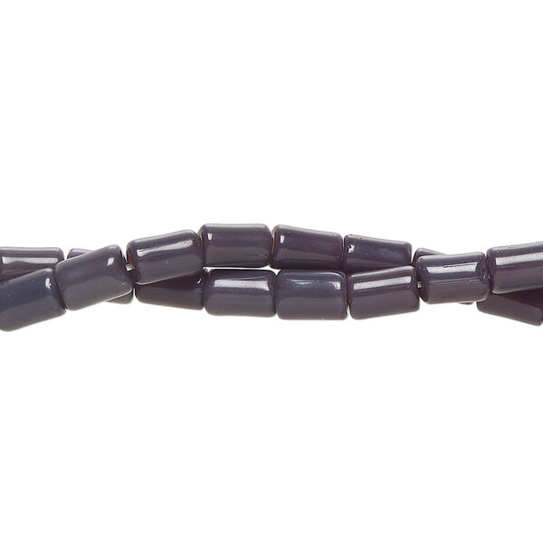 Bead fiber optic 2pk opaque dark purple, 6x4mm-7x6mm round tube 14 inch image number 0