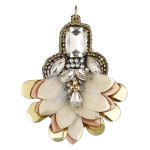 Focal, velveteen / acrylic / steel, clear / copper / multicolored, 60x50mm single-sided fan. Sold individually.