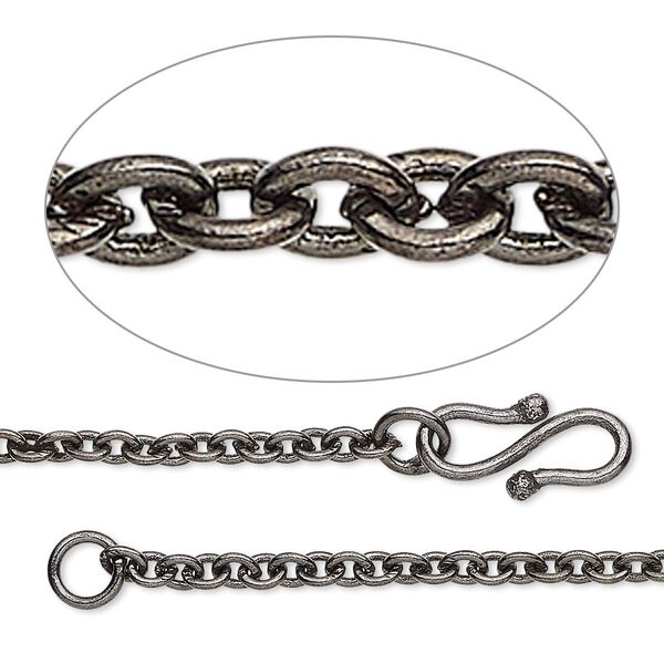 Chain, gunmetal-plated brass, 2.5mm cable, 36 inches. Sold individually. image number 0