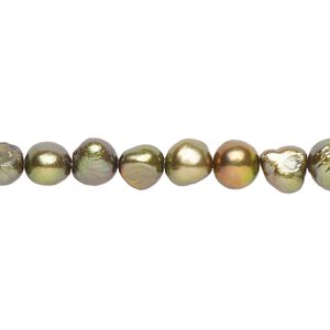Freshwater pearl 1pkg1, flat-sided potato, 15 inch brass 5-6mm cultured