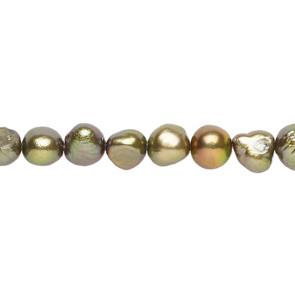 Freshwater pearl 1pkg1, flat-sided potato, 15 inch brass 5-6mm cultured image number 0