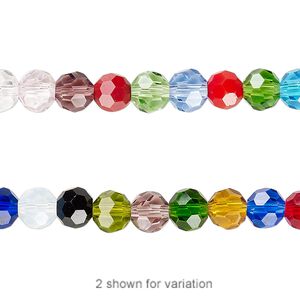 Bead 1pk 32 facets opaque to transparent mixed colors, Celestial Crystal® 6mm round 15.5-16 inch