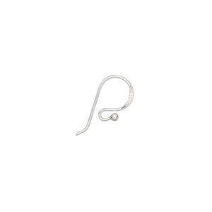 Ear wire fishhook 1pkg6 sterling silver, 9mm open / 1.5mm ball / open loop, 22 gauge 3 pair