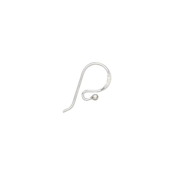 Ear wire fishhook 1pkg6 sterling silver, 9mm open / 1.5mm ball / open loop, 22 gauge 3 pair image number 0
