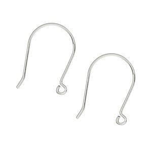 Ear wire French hook 1pkg8 silver-plated, 20mm / open loop, 21 gauge brass 4 pair