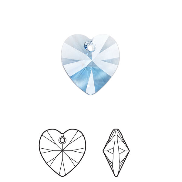 Drop 24pk cool blue, Crystal Passions® Regenerated 14mm pendant heart 6228 image number 0