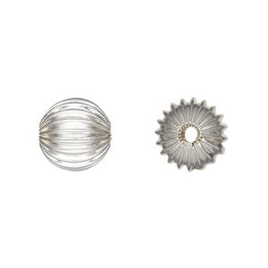 Bead, silver-plated brass, 11.5mm corrugated round. Sold per pkg of 10.