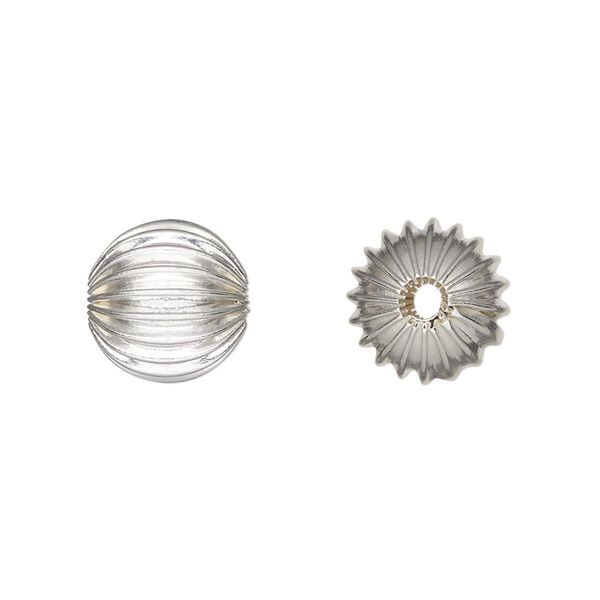 Bead, silver-plated brass, 11.5mm corrugated round. Sold per pkg of 10. image number 0