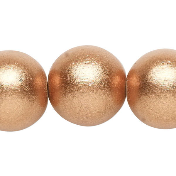 Bead, painted Taiwanese cheesewood (coated), metallic copper, 19-20mm round. Sold per 15-1/2" to 16" strand. image number 0