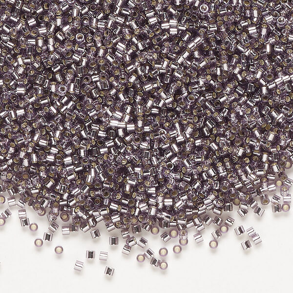 Seed bead, Delica®, glass, pkg/7.5g, #15 round, transparent silver-lined amethyst purple (DBS-1205). image number 0