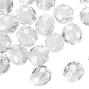 Bead 1pkg40 Czech fire-polished glass, clear, 10mm faceted round.