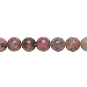 Rhodonite 1pkg1, round bead natural 15 inch 7-8mm
