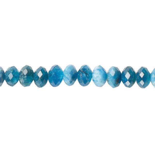 Blue apatite 1pkg1, faceted rondelle bead natural C grade, 15.5-16 inch 6x4mm-5x4.5mm image number 0