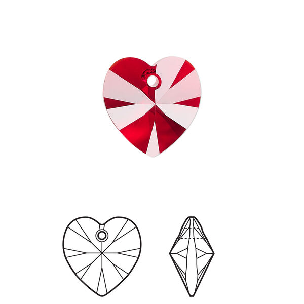 Drop 2pk Siam, Crystal Passions® 14mm pendant heart 6228 image number 0