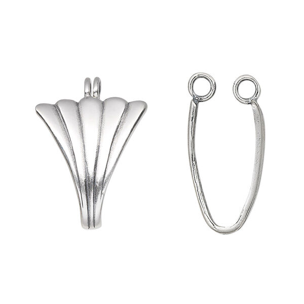 Bail, JBB Findings, donut, antiqued sterling silver, 25x18mm shell, 16x6mm grip length. Sold individually. image number 0