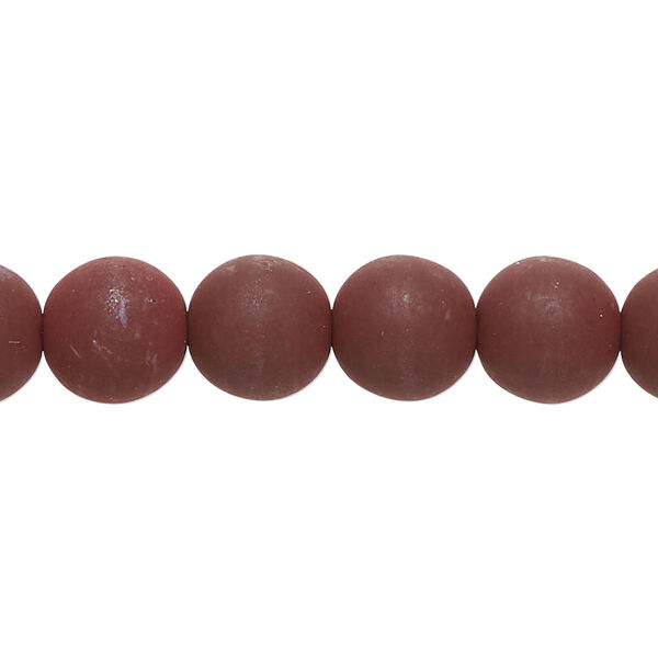 Bead, coated glass, opaque matte rust, 10mm round. Sold per 7-inch strand, approximately 15 beads. image number 0