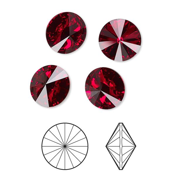 Chaton 4pk Siam foil back, Crystal Passions® 10.54-10.91mm rivoli SS47 1122 image number 0