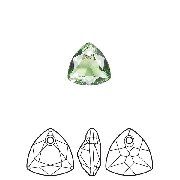 Drop 1pk peridot, Crystal Passions® Regenerated 10.5mm pendant trilliant cut 6434 image number 0