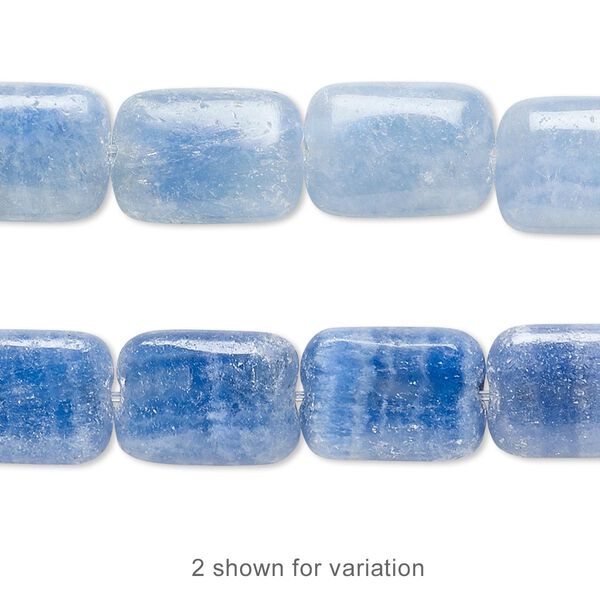 Bead, Italian "onyx" (onyx marble) (dyed), blue, 14x10mm flat rectangle, B grade, Mohs hardness 3. Sold per 15-1/2" to 16" strand. image number 0